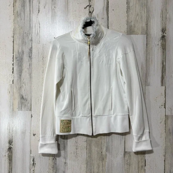 Ecko Unlimited Vintage Women's White and Blue Jean Jacket - Picture 2 of 15